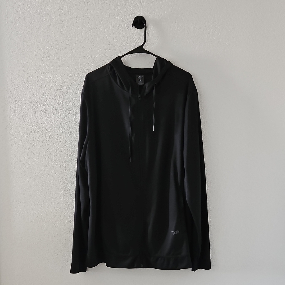 Pro Player Men's Zip Up Drawstring Hoodie Wicking Black 2X Side Pockets